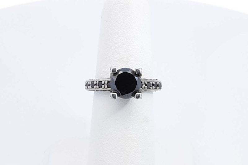 Approx. 2.22ctw Black Diamond Ring In 10k White Gold 5.2 Grams Size 6 Eb1124ixdu