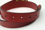 Gucci Red Leather Belt With Gold Tone Gg Buckle Eb1024erdu