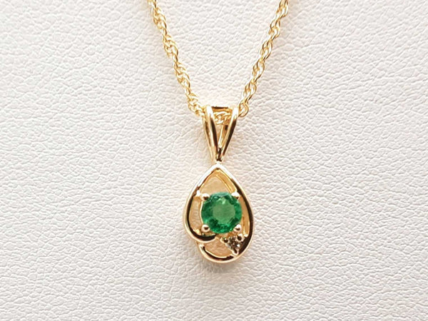 Emerald 14k Yellow Gold 2.4g Pendant Chain 18 In Do0425lwxde
