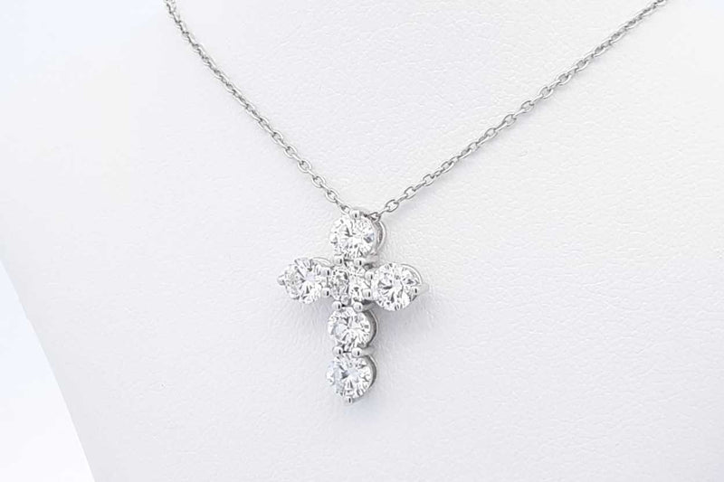 1.74ctw Lab Grown Diamond Cross Sterling Silver Pendant & Chain 3.4g Eb1124lesdu