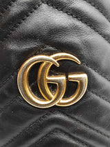 Gucci Mini Marmont Chevron Quilted Black Leather Bucket Bag Eb1125wrxsa