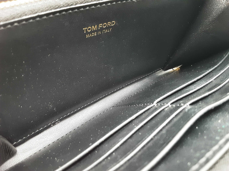 Tom Ford Brown Metallic Lizard Scale Embossed Leather Zipper Wallet Do0725oxzde