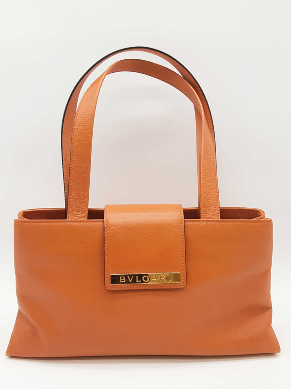 Bvlgari Orange Leather Rectangular Tote Shoulder Bag Do1125orxde