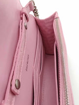 Balenciaga Hourglass Pink Crocodile Embossed Leather Chain Wallet Eb1026wrxsa
