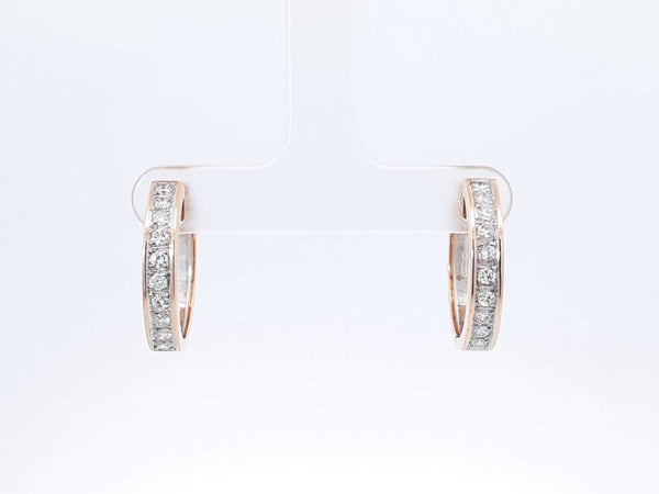 1.0 Cttw Diamond & 14k Two-tone Latch-back Hoop Earrings 6.3 Grams Fw0925wrxdu