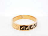 Fendi Forever Fendi Gold-tone & Black Enamel Bangle Bracelet 7 Inch Fw0626lordu