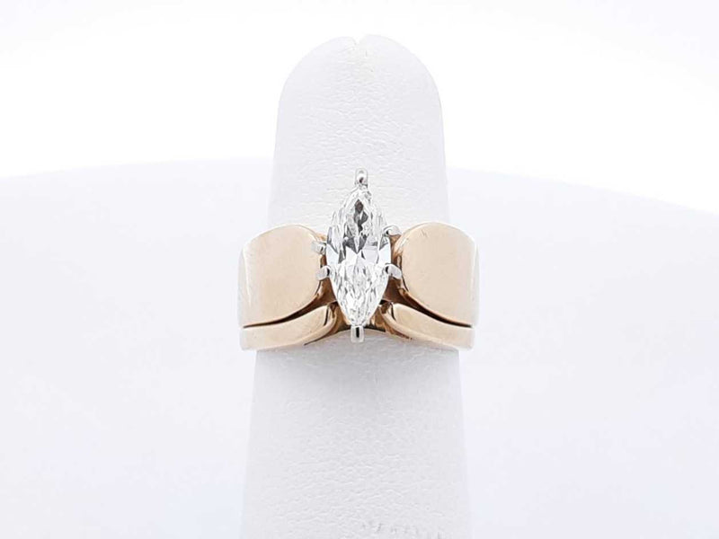 1.0 Ctw Marquise-cut Diamond & 14k Yellow Gold Engagement Set 11 Gram Size 5. 25