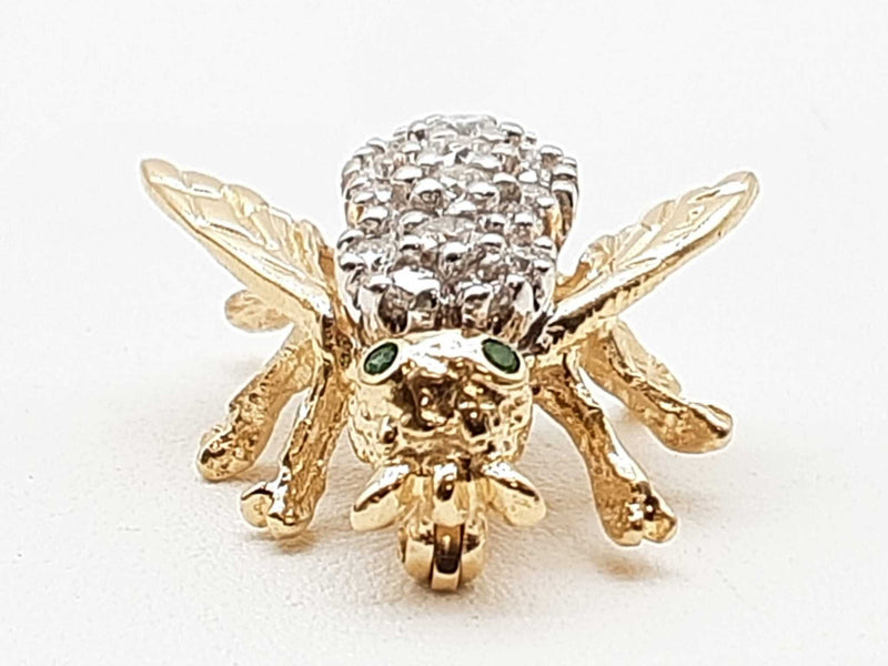 0.70 Cttw Diamonds 14k Two Tone Yellow White Gold 5.0g Bee Pin Do0425wexde
