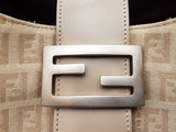 Fendi Zucchino Shoulder Bag In Beige Ff Logo Canvas Fw0726oordu