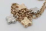 14k Yellow & White Gold Butterfly Charm Bracelet 4.2 Grams 12 Inch Eb0926wwxsa