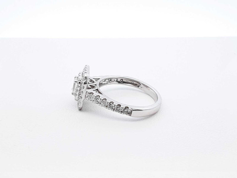 1.32 Cttw Diamond & 14k White Gold Double Halo Ring 4.1 Gram Sz 6.75 Fw0725pzxdu