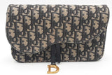 Christian Dior Oblique Jacquard Saddle Pouch With Chain Eb0226rxzsa