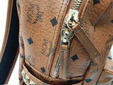 Mcm Stark Cognac Tan Visetos Coated Canvas Side Studded Backpack Do0825lexde
