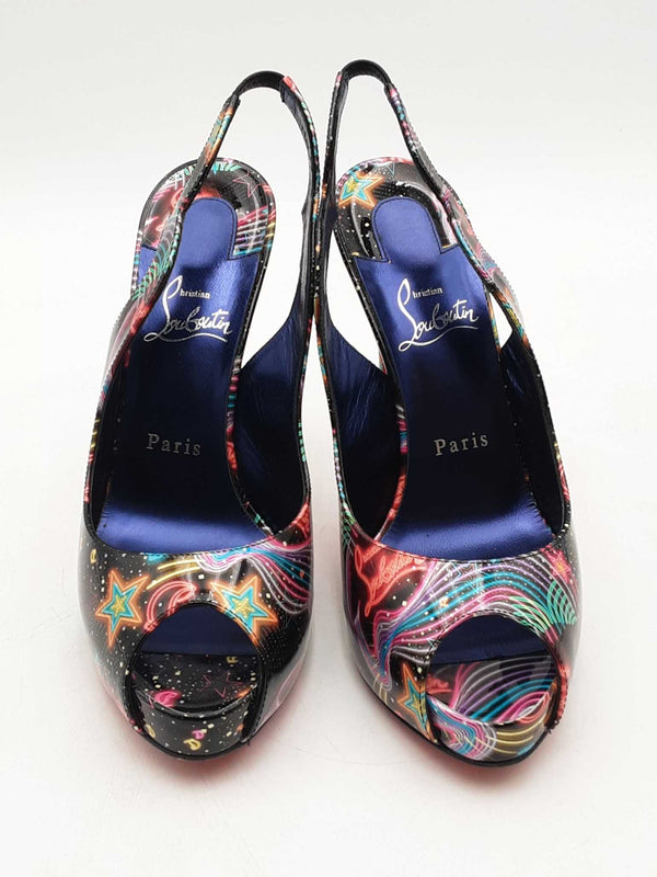 Christian Louboutin Hot Chick Sling Alta Starlight Heels Size 38.5 Eb1025lxzsa