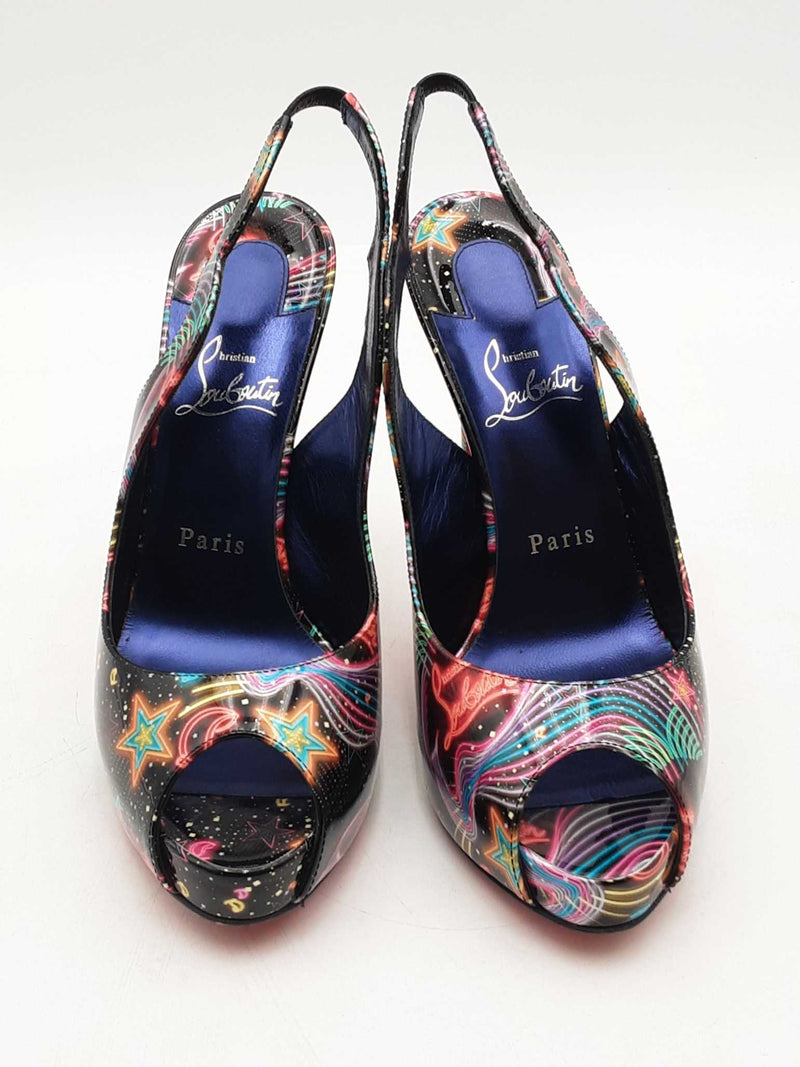 Christian Louboutin Hot Chick Sling Alta Starlight Heels Size 38.5 Eb1025lxzsa
