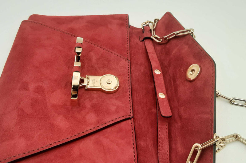 Valentino Garavani Red Suede Envelope Clutch Crossbody Eb0425lcrsa