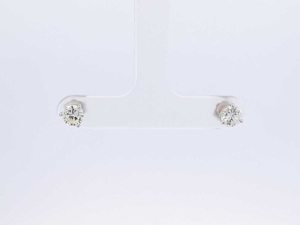 1.0 Ctw Diamond & 14k White Gold Solitaire Stud Earrings 0.7 Grams Fw0225crzdu