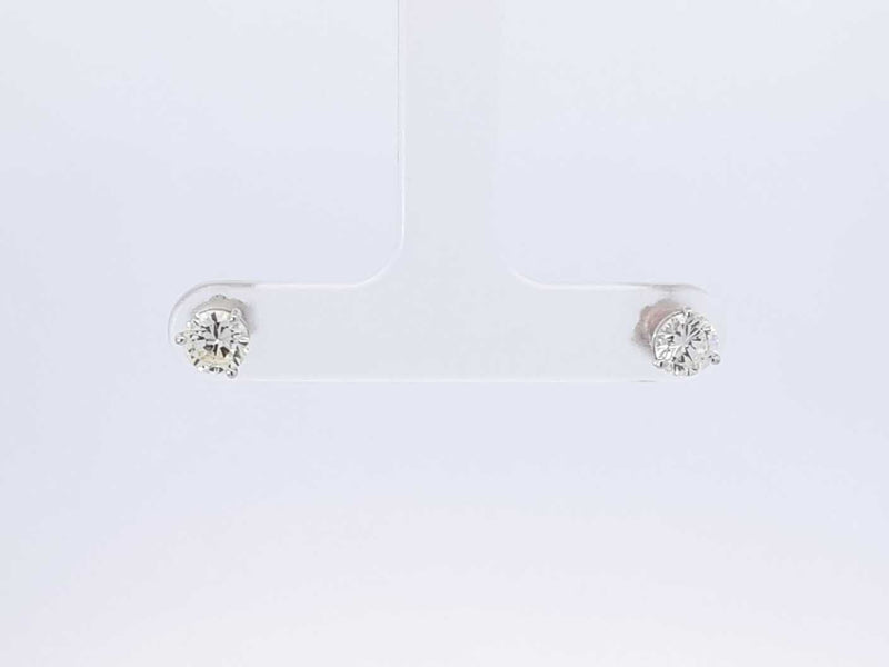 1.0 Ctw Diamond & 14k White Gold Solitaire Stud Earrings 0.7 Grams Fw0225crzdu
