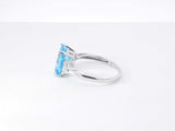 Blue Topaz & Diamond Ring In 10k White Gold 2.3 Grams Size 7 Fw1225rzdu