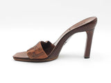 Fendi Zucca Monogram Leather & Wooden Peep-toe Mules Size 6 Fw1026rzdu