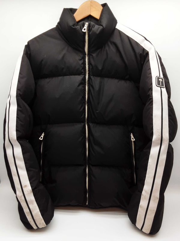 Palm Angels Black White Stripes Down Puffer Zipper Jacket Size Xs Do0525lxzde