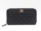 Chanel Boy Zip-around Long Wallet In Black Caviar Leather Fw0126wrzdu