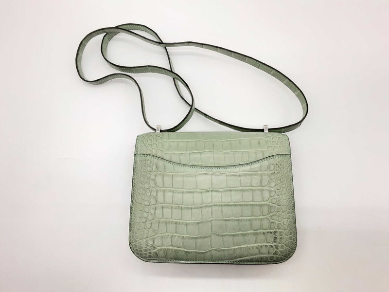 Hermes Constance Mini Green Croc Leather Shoulder Bag Dooexzxde 144020004171