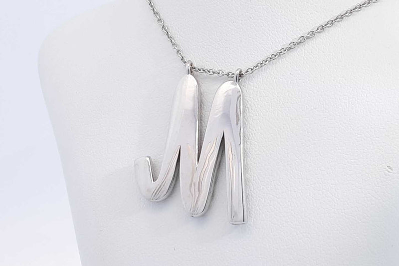 2.16ctw Lab Grown Diamond M Pendant Necklace 14k White Gold 8.6g Eb0125scrsa