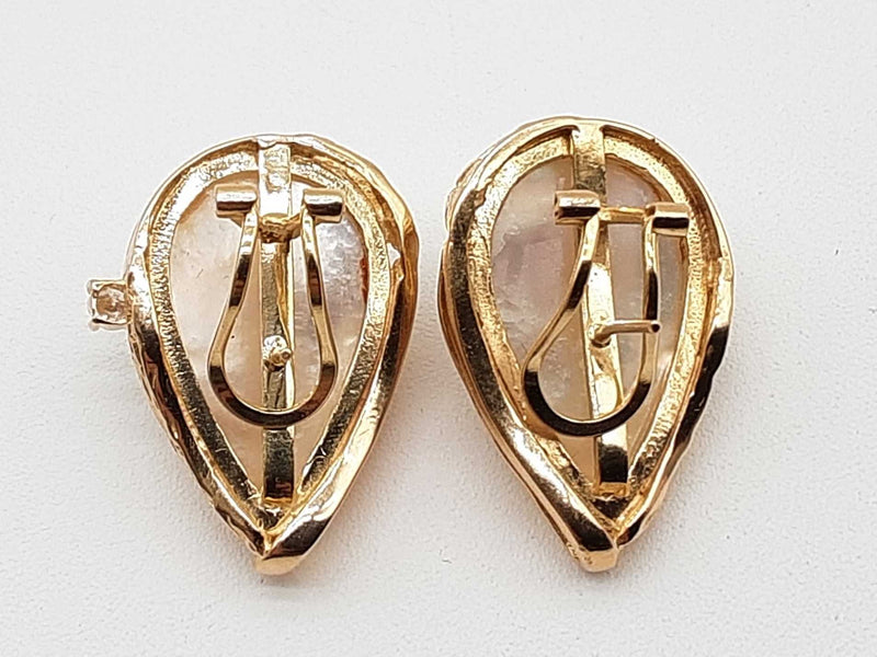 Tear Drop Pearls Diamonds 14k Yellow Gold 11.9g Stud Clasp Earrings Do0525wxzde