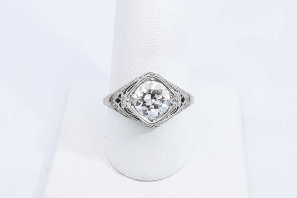 Approx. 1.77ctw Center Round Diamond Ring In Platinum 5.2g Size 9 Eb0824orxzsa