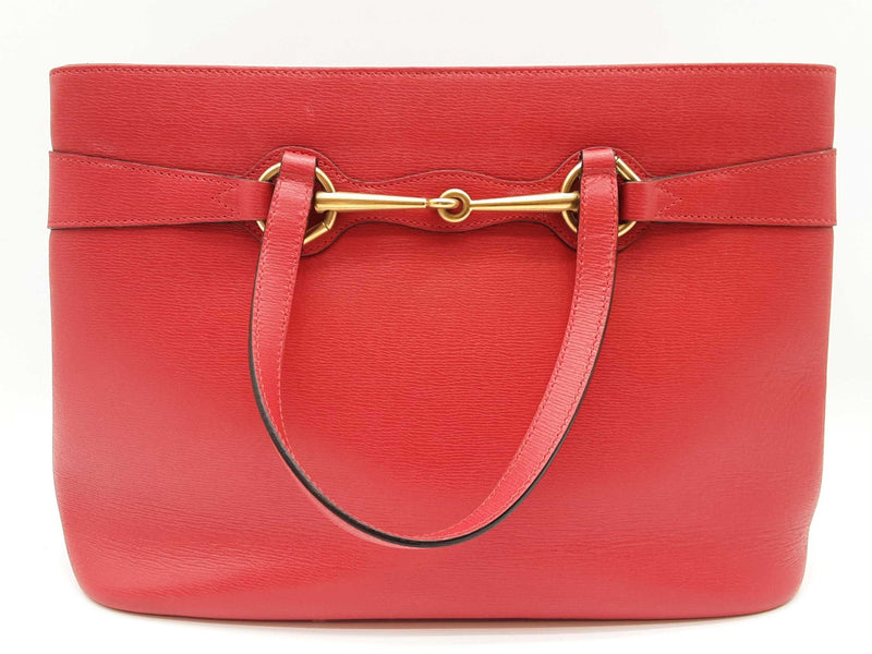 Gucci 319795 Horsebit Red Leather Tote Bag Do10250xzde