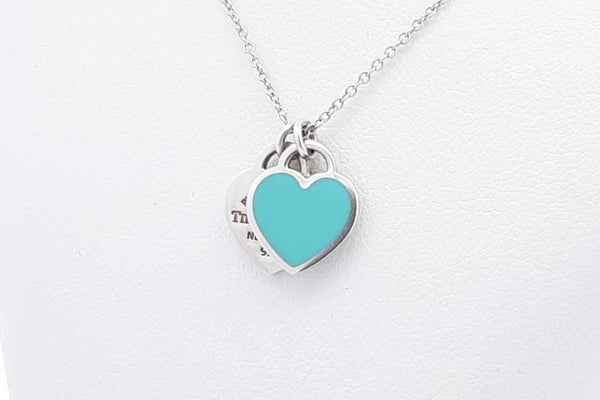 Tiffany & Co. Sterling Silver Double Heart Tag Necklace 2.7 Grams Eb0125lxzsa