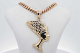 10k Yellow Gold Queen Nefertiti Pendant & Cuban Link Necklace 39g Eb0826owlrsa