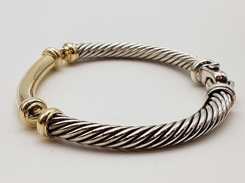 David Yurman Metro Cable 0.925 Silver 14k Yellow Gold 32.1g Bracelet 6.25 In Do0725rxzde