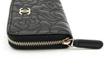 Chanel Camellia Black Leather Zip Wallet Eb0626oxzde