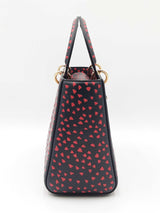 Christian Dior "I Love Paris" Medium Lady Dior Bag In Navy Leather Fw0926lwxzdu