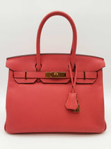 Hermes Birkin 30cm Rouge Pivoine Red Togo Gold Hardware Handbag Do0526loexzde