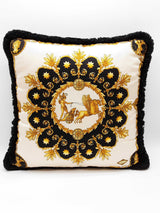 Gianni Versace Atelier Gold Red Black Chariot Baroque Silk Pillow Do0426oxzde