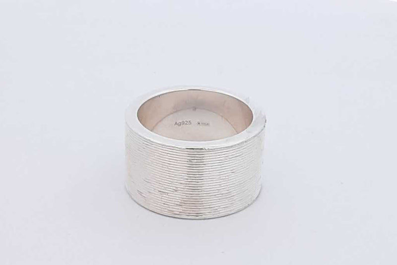 Gucci Trademark Sterling Silver Band Ring 13.7 Grams Size 6 Eb1125rxdu