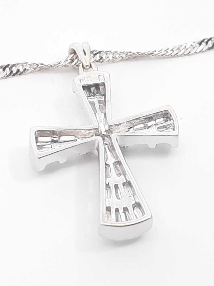 0.48 Cttw Diamond & 14k White Gold Cross Necklace 5.3 Gram 18.5 Inch Fw0425wrxdu