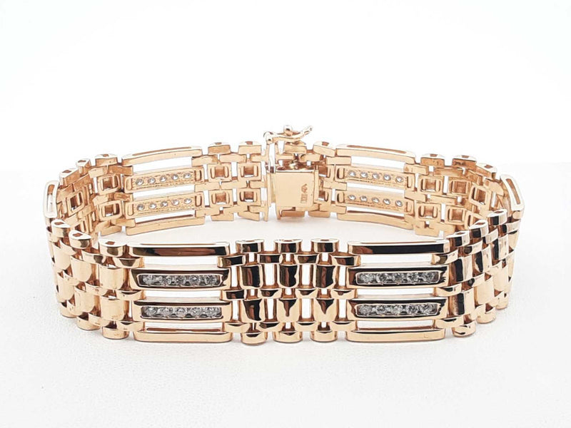 1.80 Cttw Diamond & 14k Gold Alternating Link Bracelet 48g 8.5 Inch Fworzxdu