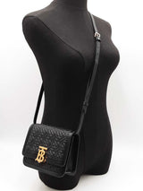 Burberry Mini Tb Crossbody In Black Monogram Quilted Lambskin Fw0326oxzdu