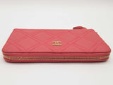Chanel Pink Diamond Quilted Leather Zipper Wallet Do0425rxzde