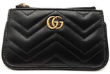 Gucci Black Calfskin Matelasse Gg Marmont Zip Key Pouch Wallet Eb0925oxzdu
