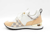 Louis Vuitton Run Away Sneakers In Damier Azur Canvas & Leather Sz 7 Fw0626lrzdu