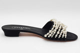 Chanel Pearl Embellished Cc Slide Sandals Size 39.5 Eb1225loxdu