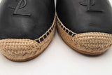 Saint Laurent Embossed Logo Black Leather Espadrilles Size 38 Eb0326oxzsa