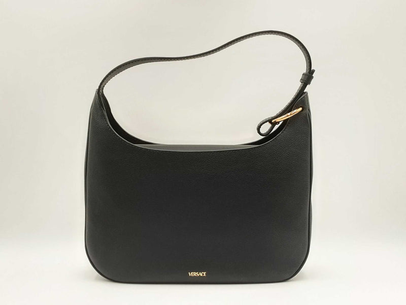 Versace La Medusa Medium Hobo Bag In Black Calfskin Leather Fw0125exzdu