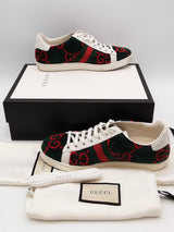 Gucci Gg Green & Red Terry Cloth Ace Sneakers Size 37 Eb0726oxzsa