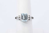 Blue Gemstone & Diamond Ring In 14k White Gold 3.5 Grams Size 6.25 Eb0725lordu